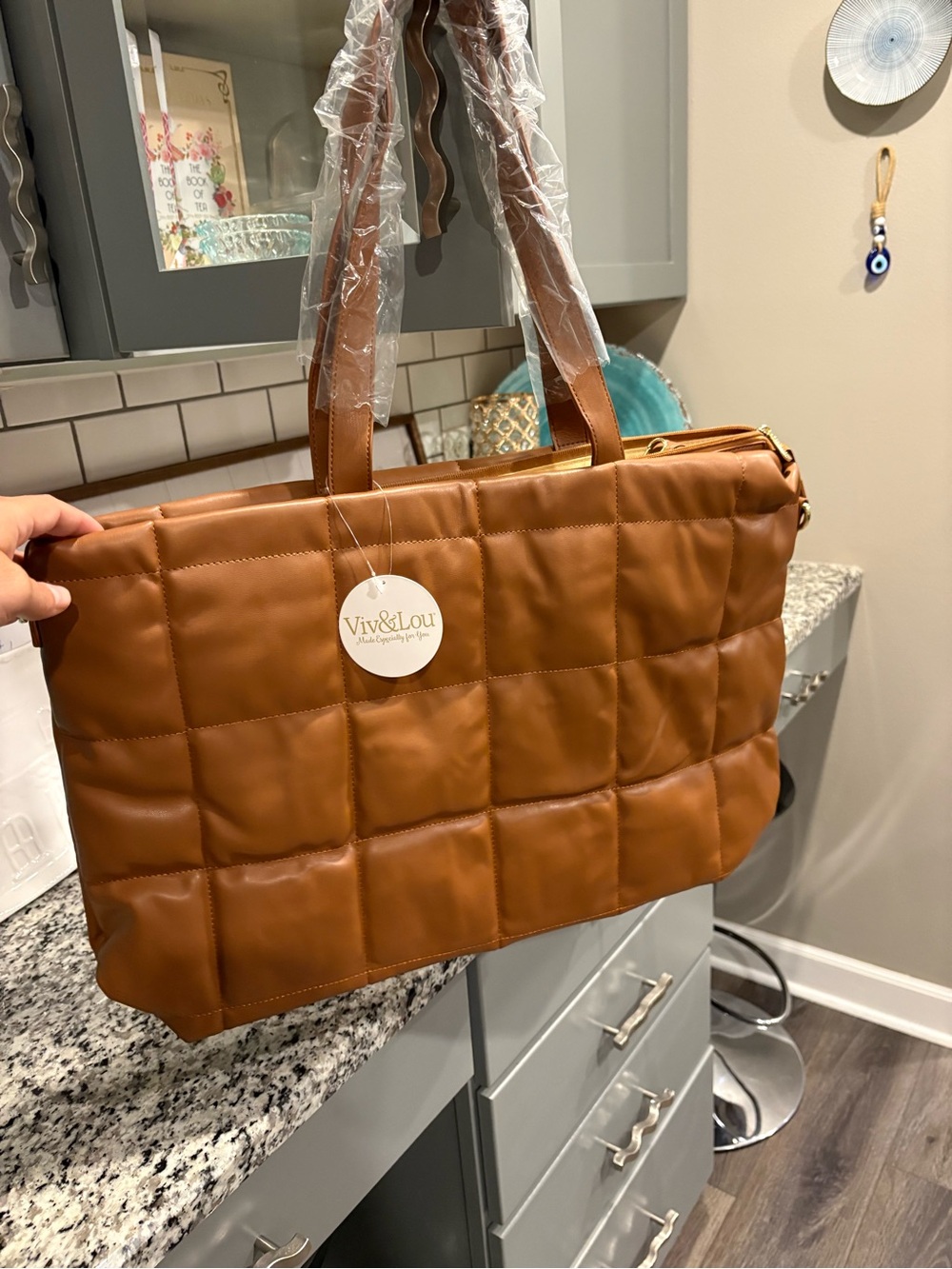 Viv & Lou Quilted Tote Bag - Brown